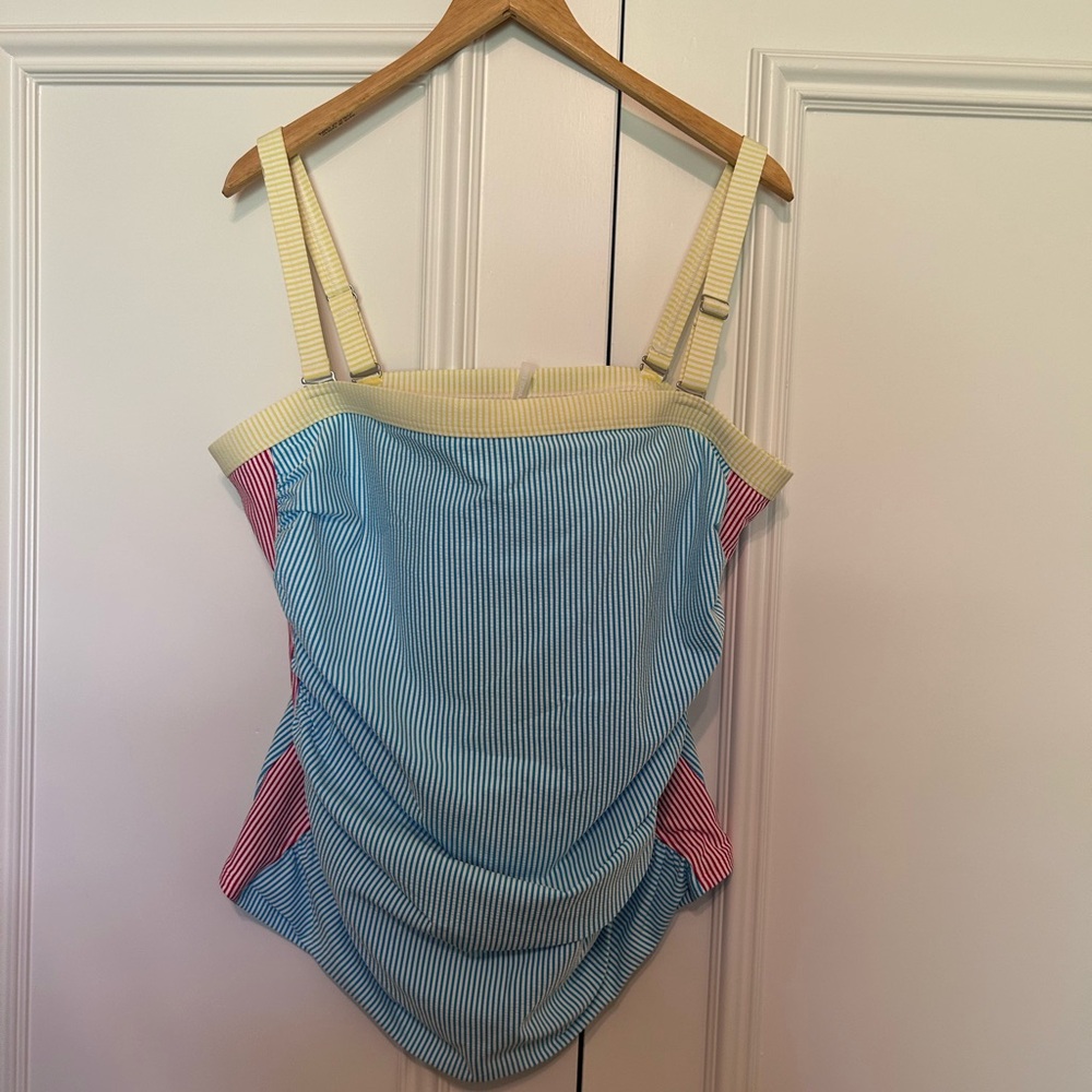 Lands' End Blue and White Striped Tank Top